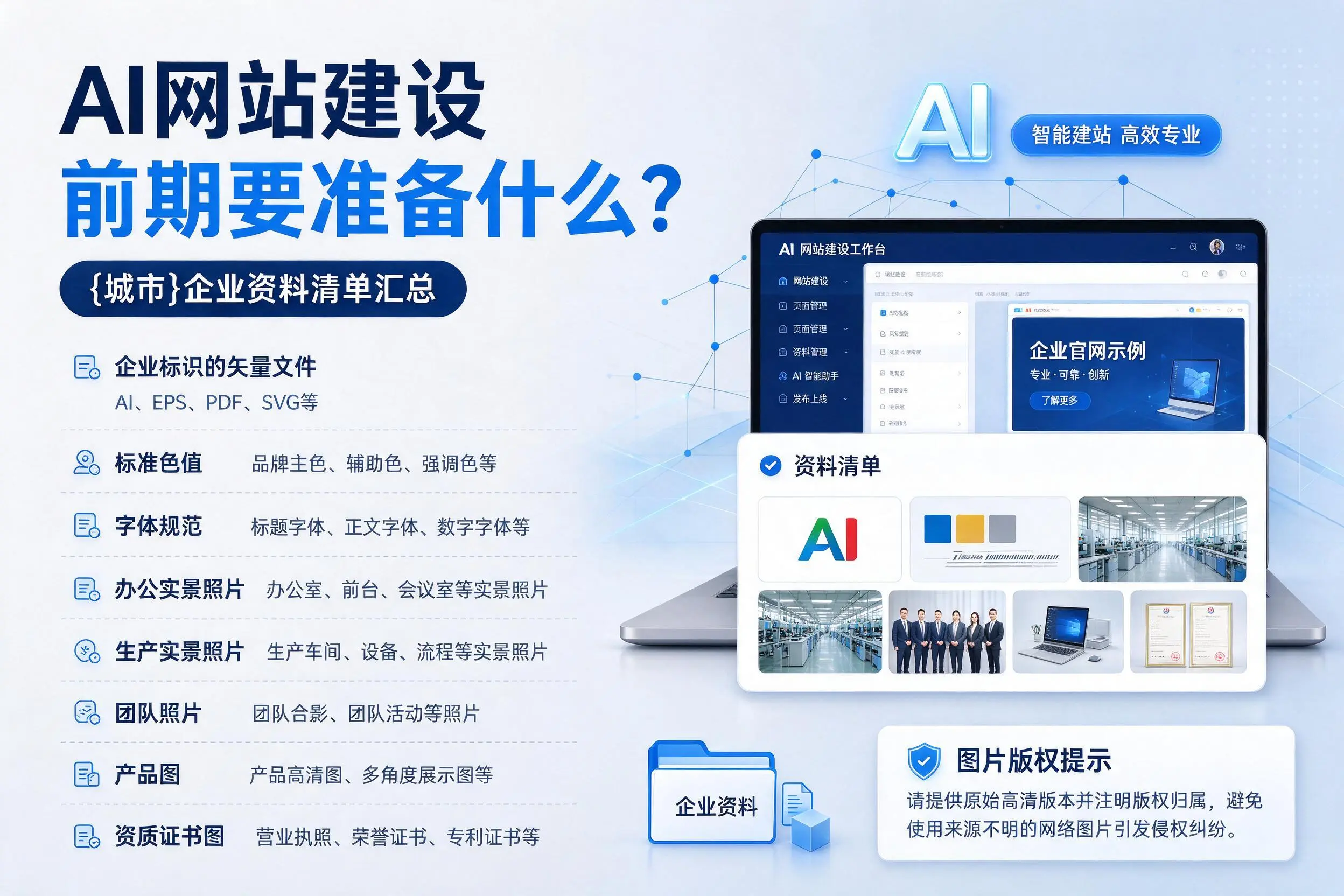 AI网站建设前期要准备什么？内蒙古企业资料清单汇总