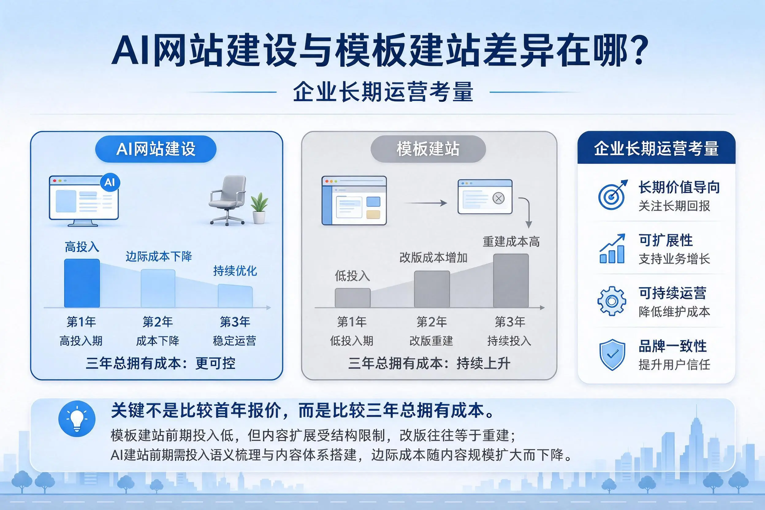 AI网站建设与模板建站差异在哪？内蒙古企业长期运营考量